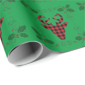 Kerstdeer Holly Holiday Wrapping Paper Cadeaupapier (Rol Hoek)