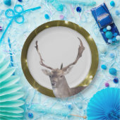 Kerstdeer met Bord met gouden lampjes (Feest)