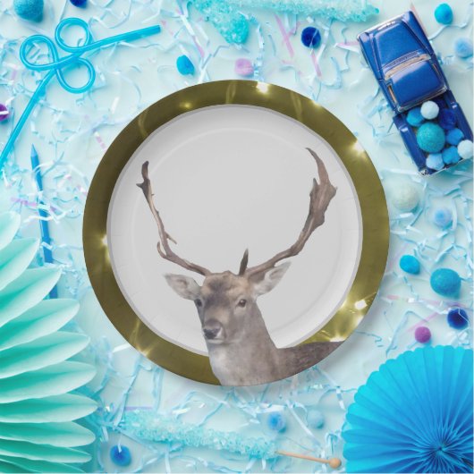 Kerstdeer met Bord met gouden lampjes (Feest)