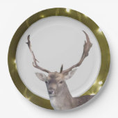 Kerstdeer met Bord met gouden lampjes (Voorkant)