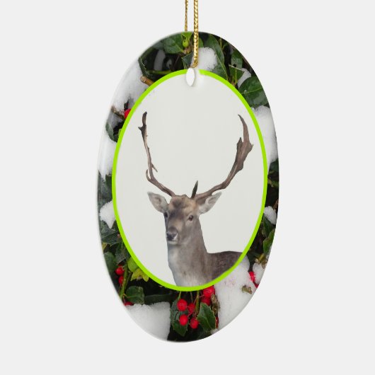 Kerstdeer met Holly Ornament (Rechts)