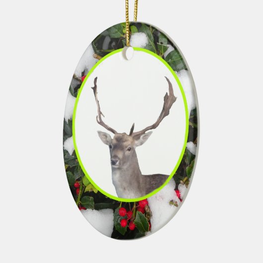 Kerstdeer met Holly Ornament (Links)