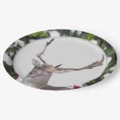 Kerstdeer met Holly Paper-Bord Papieren Bordje (Gekanteld)
