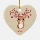 Kerstdeer met rode ballen keramisch ornament (Achterkant)