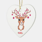Kerstdeer met rode ballen keramisch ornament (Links)