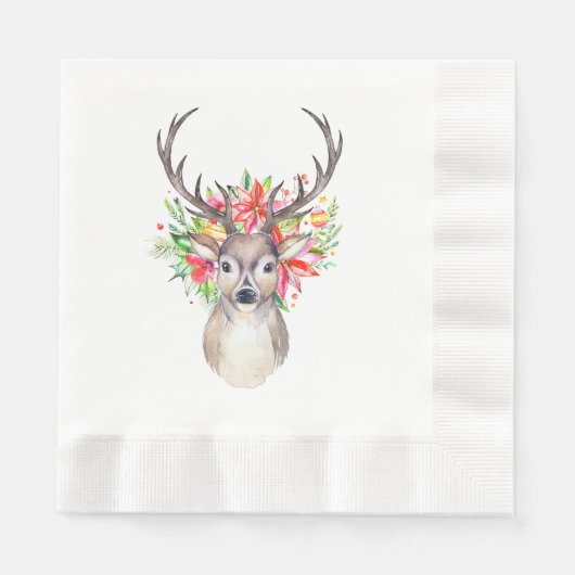 Kerstdeer Papier Napkins Servet (Voorkant)