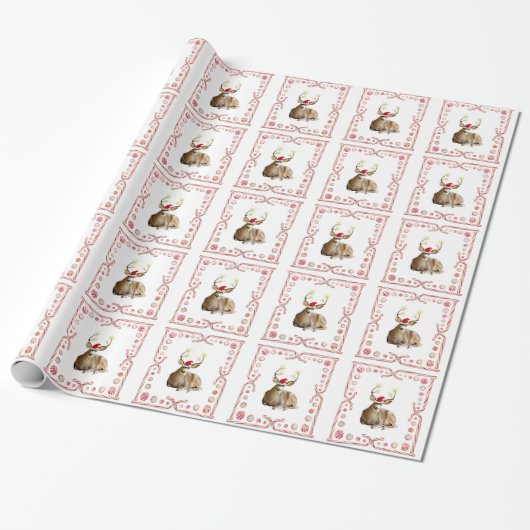 Kerstdeer Peppermint-Snoep — Verpakkingspapier Cadeaupapier (Uitgerold)