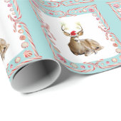 Kerstdeer Peppermint-Snoep — Verpakkingspapier Cadeaupapier (Rol Hoek)