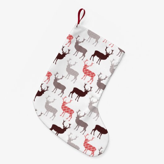 Kerstdeer / rendierdecoratief patroon kleine kerstsok (Voorkant (Hangend))