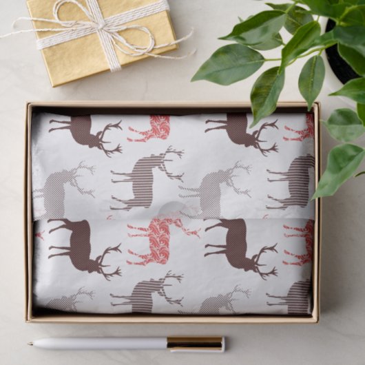 Kerstdeer / rendierdecoratief patroon tissuepapier (Geschenk)