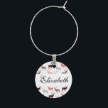 Kerstdeer / rendierdecoratief patroon wijnglashanger<br><div class="desc">kerstvakantieseizoenspatroon van feestherten.</div>