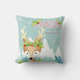 Kerstdeer Winter Snow Cute Schattig Holly Kussen