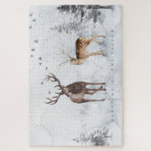 Kerstdeer winterlandschap legpuzzel (Verticaal)