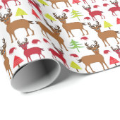 Kerstdeerpatroon Cadeaupapier (Rol Hoek)