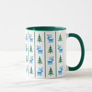 Kerstdeers en bomen kruisstikkend patroon mok