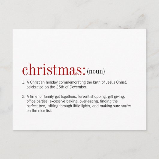 kerstdefinitie feestdagenkaart (Voorkant)