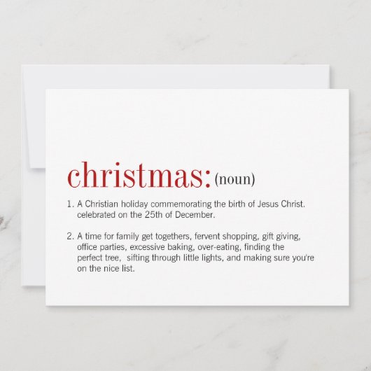 kerstdefinitie feestdagenkaart (Voorkant)