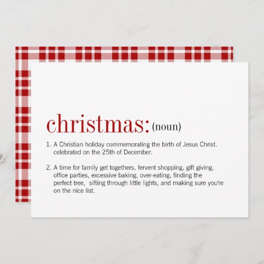 kerstdefinitie feestdagenkaart (Voorkant / Achterkant)