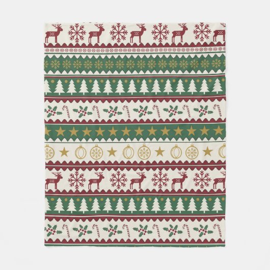 Kerstdeken Festieve Bos Fleece Deken (Voorkant)