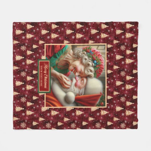 Kerstdeken Gooi  Mr & Mrs Claus Gif Fleece Deken (Voorkant (Horizontaal))