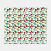 Kerstdeken met bomen en rode poinsettia fleece deken (Voorkant (Horizontaal))