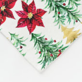 Kerstdeken met bomen en rode poinsettia fleece deken (Hoek)