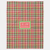 Kerstdeken met klassiek tartanaccent en monogram fleece deken (Voorkant)
