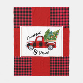 kerstdeken met rode vrachtwagen fleece deken