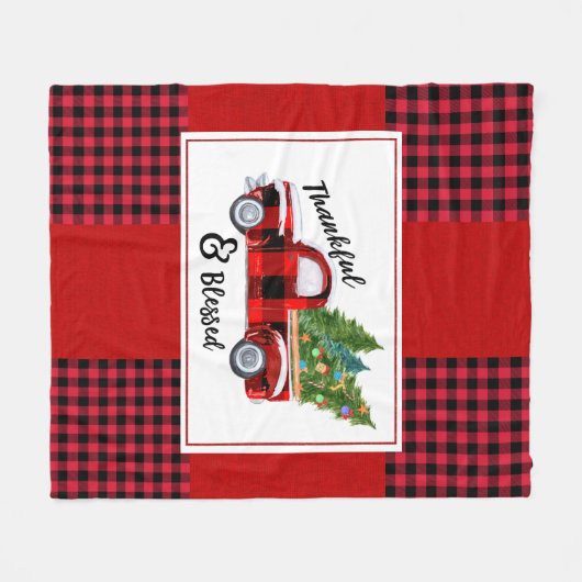kerstdeken met  rode vrachtwagen fleece deken (Voorkant (Horizontaal))