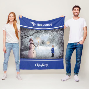 Kerstdeken met sneeuwman voor kinderen fleece deken