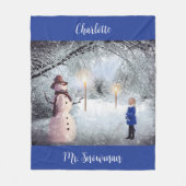Kerstdeken met sneeuwman voor kinderen fleece deken (Voorkant)
