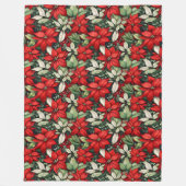 Kerstdeken Rood Poinsettia Festive Accent Fleece Deken (Voorkant)