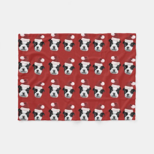 kerstdeken van Boston Terrier Terrier Fleece Deken (Voorkant (Horizontaal))