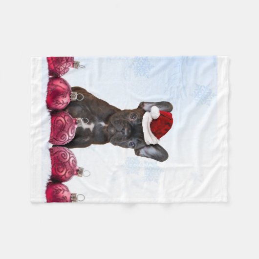 kerstdeken van de Franse Bulldog-vlies Fleece Deken (Voorkant (Horizontaal))