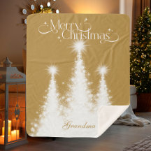 Kerstdeken voor oma goud wit met naam