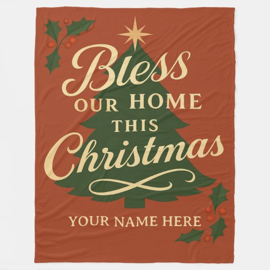 Kerstdeken 'Zegen Ons Thuis' met Naam Fleece Deken (Voorkant)