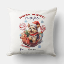 Kerstdekenslof met een schattige Yorkie