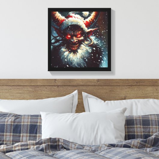 Kerstdemon Krampus 1 Canvas Afdruk (Insitu (Slaapkamer))