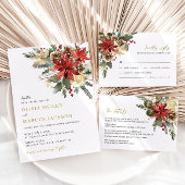 Kerstden Bloemen Winter bruiloft uitnodiging