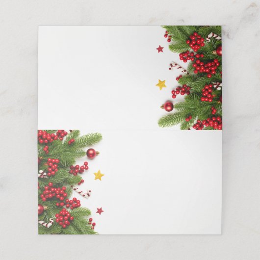 Kerstden en bessen | Vakantie Plaatskaartje (Buitenkant ongevouwen)