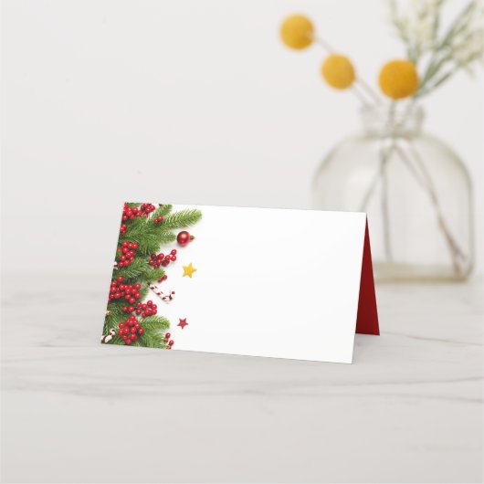 Kerstden en bessen | Vakantie Plaatskaartje (Voorkant)