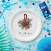 Kerstden met rode boog papieren bordje (Feest)