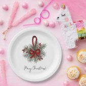 Kerstden met rode boog papieren bordje (Feest)