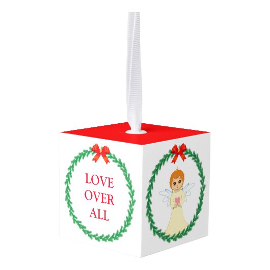 Kerstdengroet met schattige plank en engel decoratie (Achter hoekig)