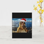 Kerstdenkende aap meme brainrot kerstcadeau  kaart (Gele Bloem)