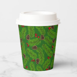 Kerstdennaartakken, Kegelvruchten & Bessen Papieren Bekers