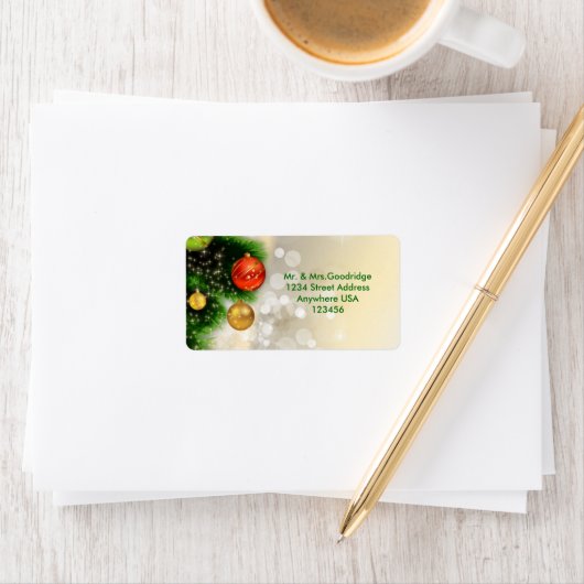 Kerstdennen en blaasjes etiket (Insitu)