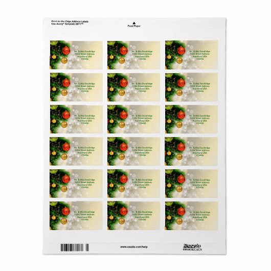 Kerstdennen en blaasjes etiket (Full Sheet)