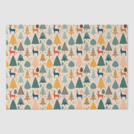 Kerstdennen en hertenpatroon tissuepapier