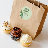 Kerstdennen Groen Waterverf Aangepast Ronde Sticker